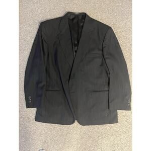 Black Pin Stripe Towncraft Sport Coat Jacket 48R Suit Blazer Office